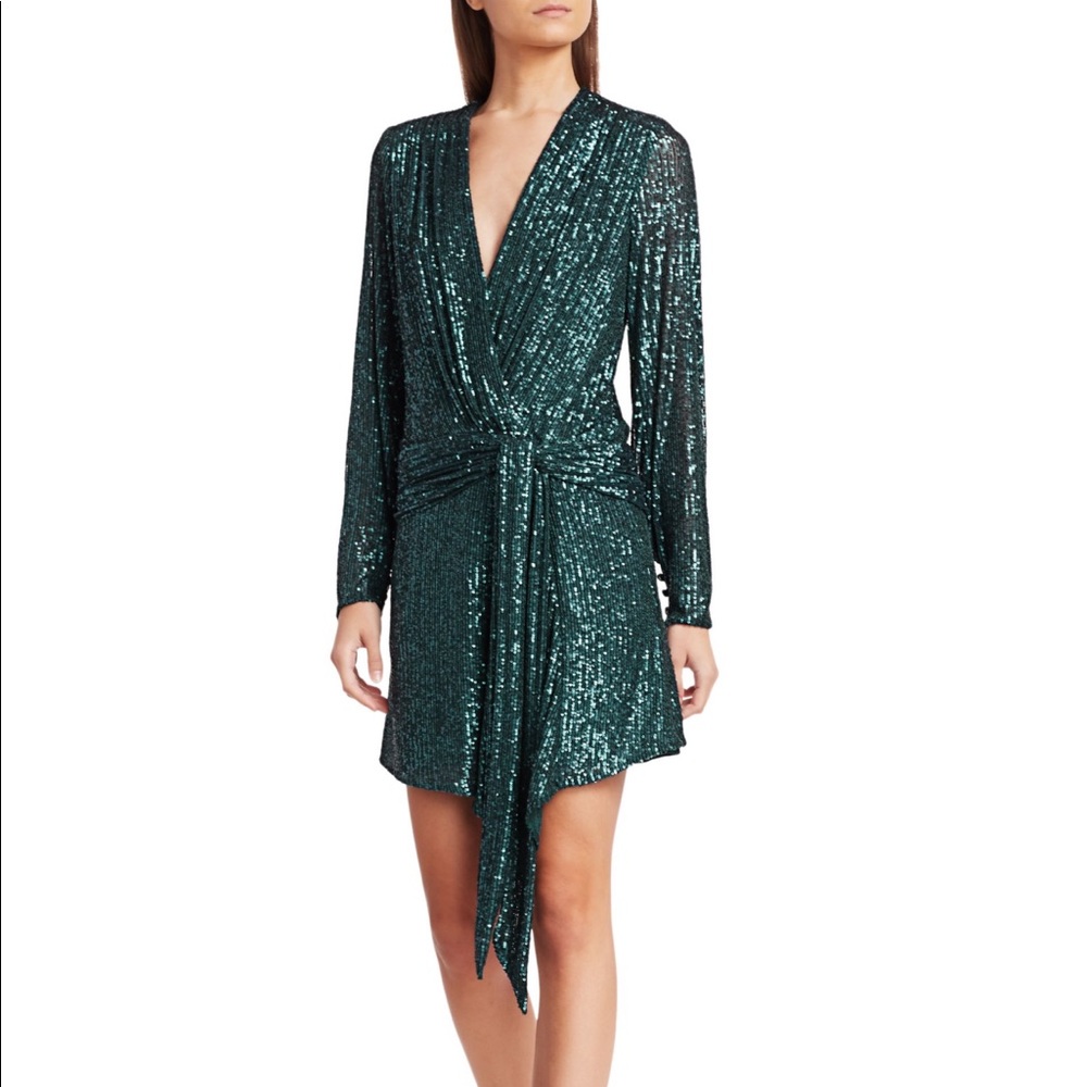 Jonathan Simkhai Sequin Draped Dress in Blue Marine